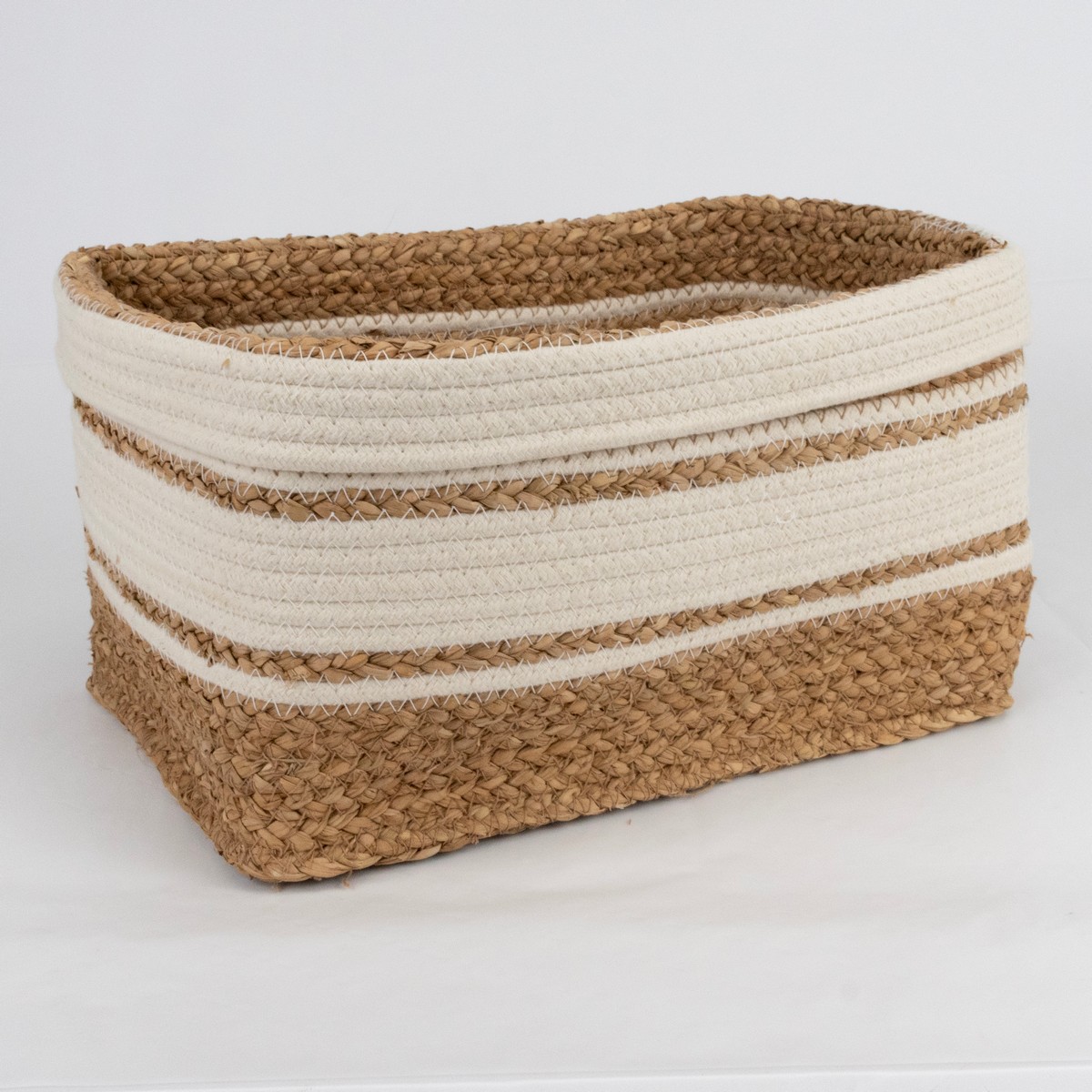 Набор ящиков плетеных 3шт. (растительный материал/джут), 40х30хH24см, натуральный/белый в интернет-магазине флористических аксессуаров Азалия Декор