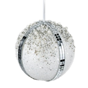 Украшение подвесное Шар, D12см, белый в интернет-магазине флористических аксессуаров Азалия Декор