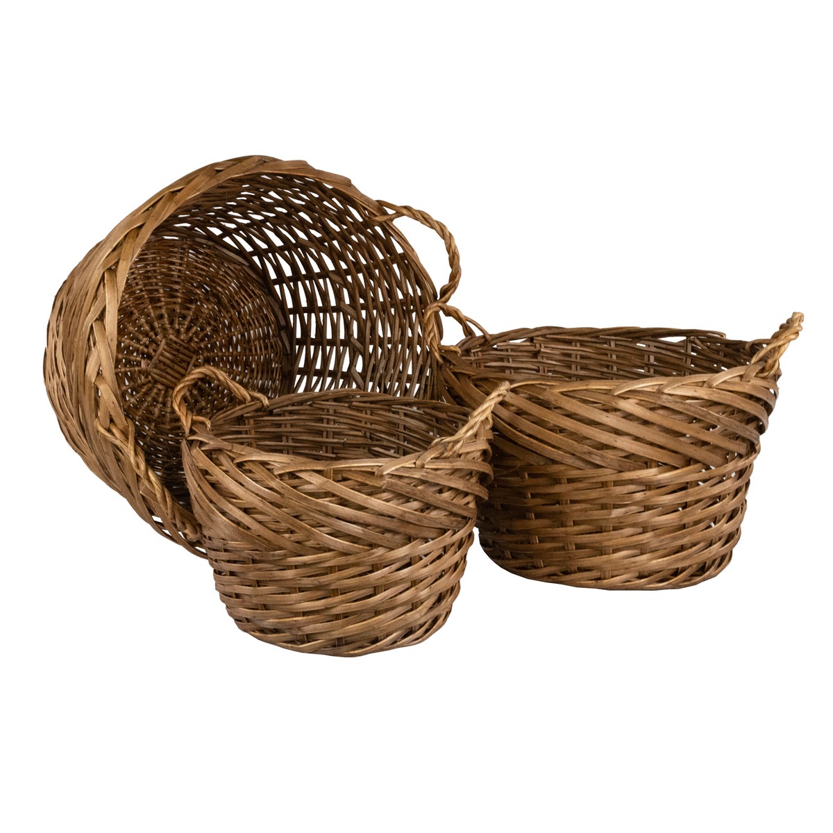 Набор корзин плетеных 3шт. (ива), D51x33хH41см, натуральный в интернет-магазине флористических аксессуаров Азалия Декор