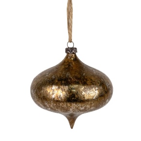 Украшение подвесное Луковица Антик (пластик), D10см, золотой в интернет-магазине флористических аксессуаров Азалия Декор