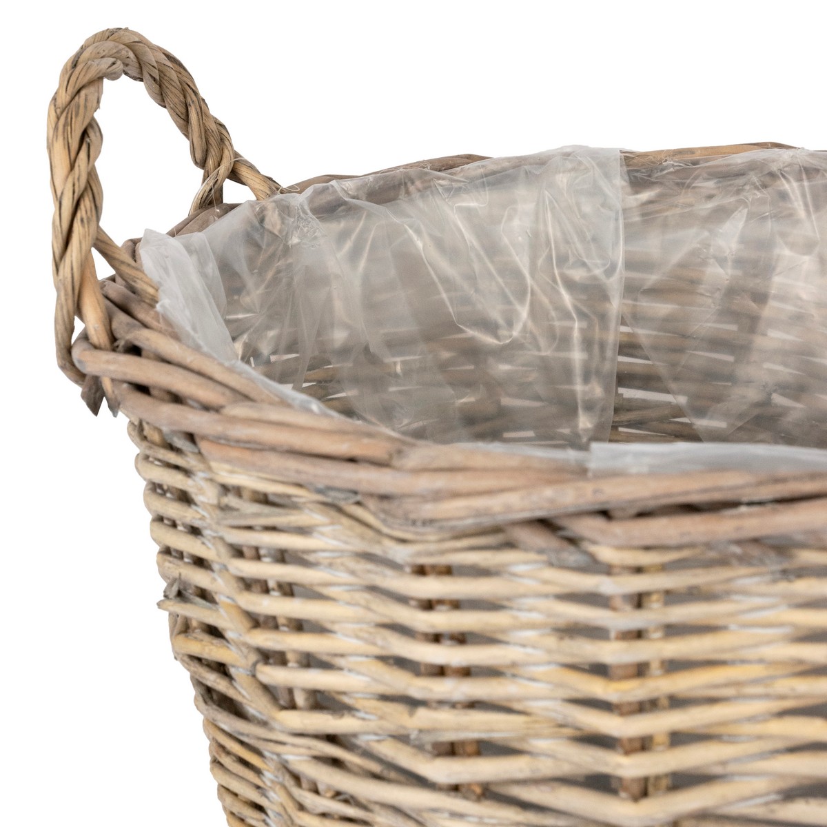 Кашпо плетеное с ручками (ива), D35xH25см, серый в интернет-магазине флористических аксессуаров Азалия Декор