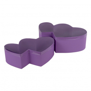 Набор коробок подарочных Сердце двойное 2шт. (картон), 37x23,5xH12,5см, фиолетовый в интернет-магазине флористических аксессуаров Азалия Декор