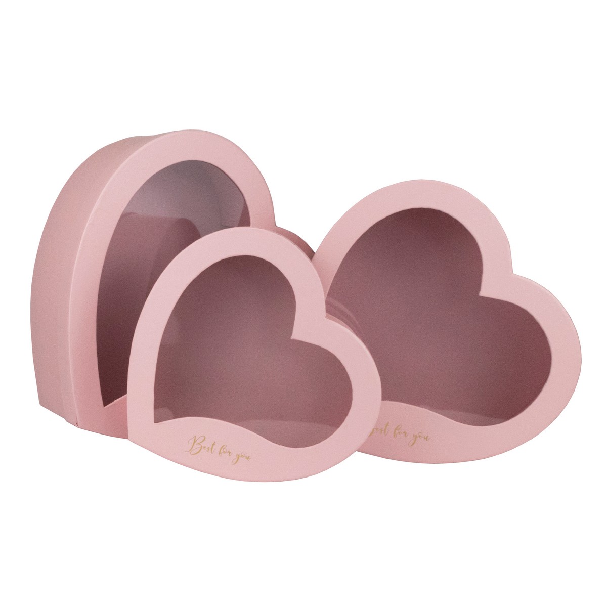 Набор коробок Сердце 3шт, 31,5х30,3х10см, розовый в интернет-магазине флористических аксессуаров Азалия Декор