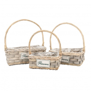 Набор корзин плетеных 3шт. (ива), 36x25x14xH40см, серый в интернет-магазине флористических аксессуаров Азалия Декор