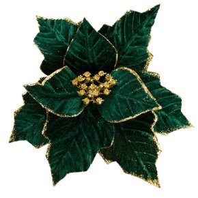 Пуансетия на прищепке, D28см, зеленый в интернет-магазине флористических аксессуаров Азалия Декор
