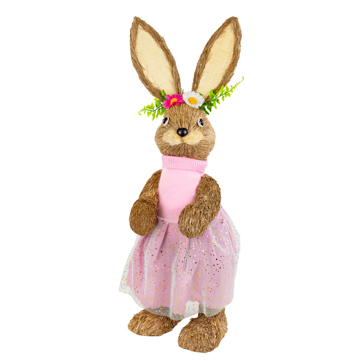 Сувенир Заяц Мальчик/Девочка (пенопласт/трава), H59см, в асс., коричневый в интернет-магазине флористических аксессуаров Азалия Декор