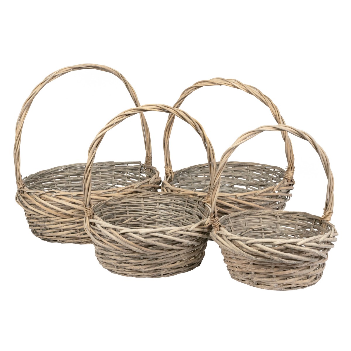 Набор корзин плетеных 4шт. (ива), D45x18xH49см, серый в интернет-магазине флористических аксессуаров Азалия Декор