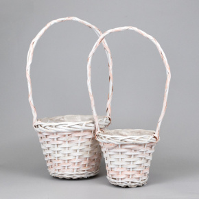 Набор корзин плетеных 2шт. (ива), D20x16xH43см, белый/персиковый в интернет-магазине флористических аксессуаров Азалия Декор