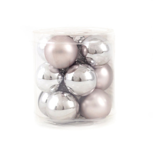 Набор шаров 12шт. в тубе (стекло), D3см, в асс., темн.-серебр. в интернет-магазине флористических аксессуаров Азалия Декор
