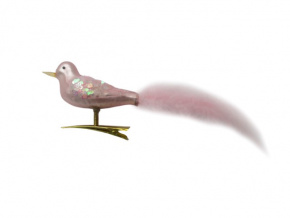 Птичка на прищепке (стекло), Н5х11х5,5см, розовый в интернет-магазине флористических аксессуаров Азалия Декор