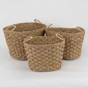 Набор корзин плетеных 3шт. (растительный материал), 44х35xH26см, натуральный в интернет-магазине флористических аксессуаров Азалия Декор