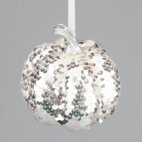 Украшение подвесное Тыква, D11см, белый в интернет-магазине флористических аксессуаров Азалия Декор