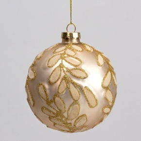 Украшение подвесное Шар (стекло), D10см, шампань в интернет-магазине флористических аксессуаров Азалия Декор