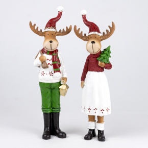 Сувенир Олень мальчик/девочка (полирезин), Н26х8,5х6,5см, в асс., красный в интернет-магазине флористических аксессуаров Азалия Декор