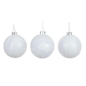 Украшение подвесное Шар (стекло), D8см, в асс., белый в интернет-магазине флористических аксессуаров Азалия Декор