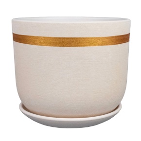 Цв. горшок с поддоном Замша (керамика), D19xH15,5см, 2,9л, белый в интернет-магазине флористических аксессуаров Азалия Декор