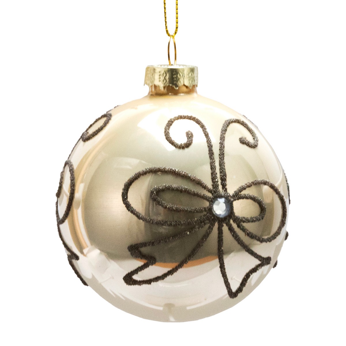 Украшение подвесное Шар (стекло), D8см, в асс., шампань в интернет-магазине флористических аксессуаров Азалия Декор