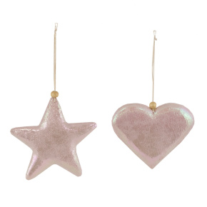Украшение подвесное Сердце/Звезда, 11х8,5-11см, в асс., розовый в интернет-магазине флористических аксессуаров Азалия Декор