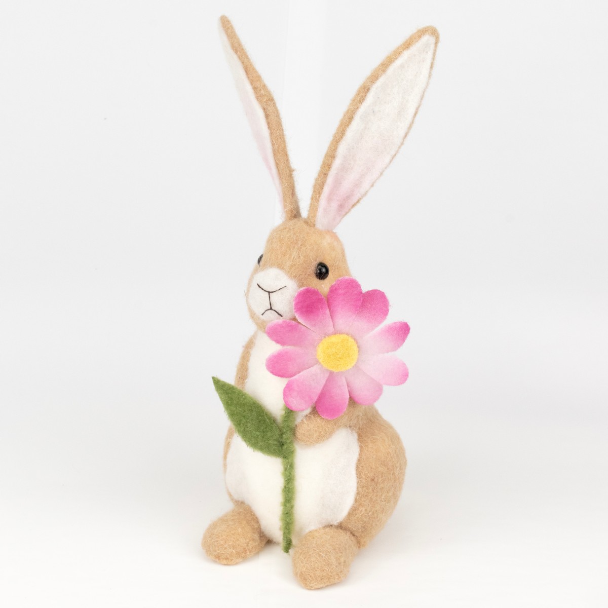 Сувенир Кролик (пенопласт/текстиль), H29x17x13см, коричневый/розовый в интернет-магазине флористических аксессуаров Азалия Декор