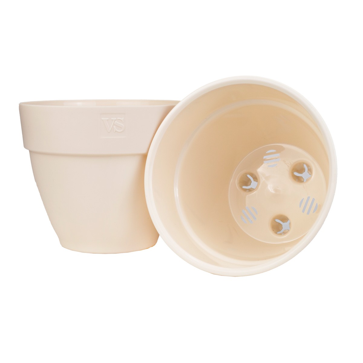 Кашпо со вставкой Лори (пластик), D21xH17,2см, 4л, кремовый в интернет-магазине флористических аксессуаров Азалия Декор