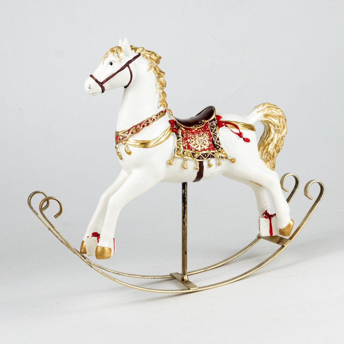 Сувенир Лошадка (полирезин), Н23х25х7см, белый/красный в интернет-магазине флористических аксессуаров Азалия Декор
