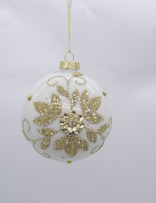 Украшение подвесное Шар (стекло), D10см, белый в интернет-магазине флористических аксессуаров Азалия Декор