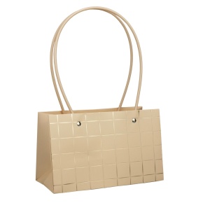 Пакет для цветов водостойкий (крафт),  22х11х14см (в уп. 10шт.), бежевый/золотой в интернет-магазине флористических аксессуаров Азалия Декор