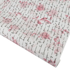 Бумага упаковочная крафт Розы 60гр, 72 см 10 м, белый/розовый в интернет-магазине флористических аксессуаров Азалия Декор