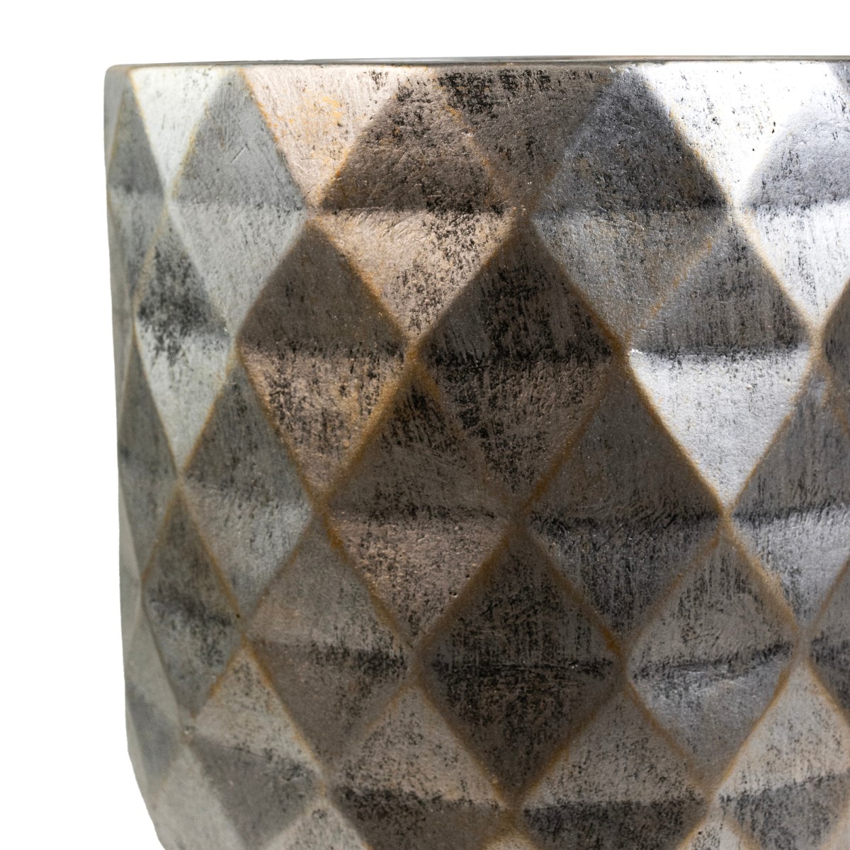 Кашпо на подставке Ромб (файбергласс), D30,5xH46см, серебряный в интернет-магазине флористических аксессуаров Азалия Декор