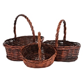 Набор корзин плетеных 3шт. (ива): D31х24хH11/30см/ D22x15xH9/22см, коричневый в интернет-магазине флористических аксессуаров Азалия Декор