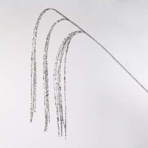 Ветка декоративная с глиттером, 114см, серебряный в интернет-магазине флористических аксессуаров Азалия Декор