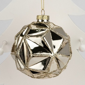 Украшение подвесное Шар (стекло), D10см, шампань в интернет-магазине флористических аксессуаров Азалия Декор