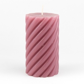 Свеча-столбик Спираль, H12xD7см, розовый в интернет-магазине флористических аксессуаров Азалия Декор