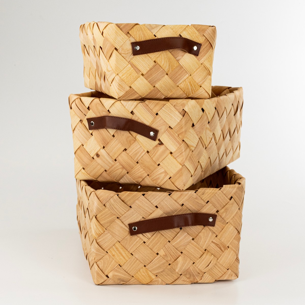 Набор ящиков плетеных 3шт. (сосна), 39х30xH19см, натуральный в интернет-магазине флористических аксессуаров Азалия Декор