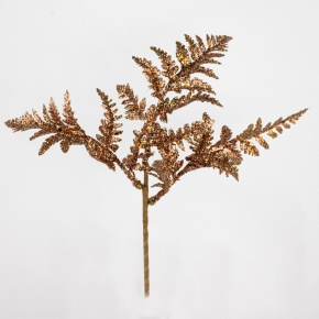 Ветка Папоротник с глиттером, 27см, коричневый в интернет-магазине флористических аксессуаров Азалия Декор