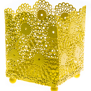 Подсвечник (металл), H8,5x7x7см, желтый в интернет-магазине флористических аксессуаров Азалия Декор