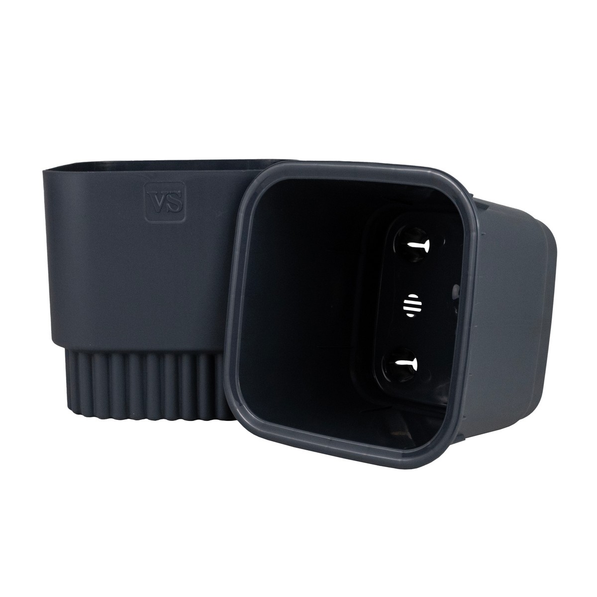 Кашпо со вставкой Бостон (пластик), 15x15xH14,5см, 2,5л, антрацит в интернет-магазине флористических аксессуаров Азалия Декор