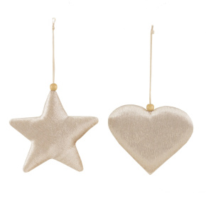 Украшение подвесное Сердце/Звезда, 11х8,5-11см, в асс., шампань в интернет-магазине флористических аксессуаров Азалия Декор