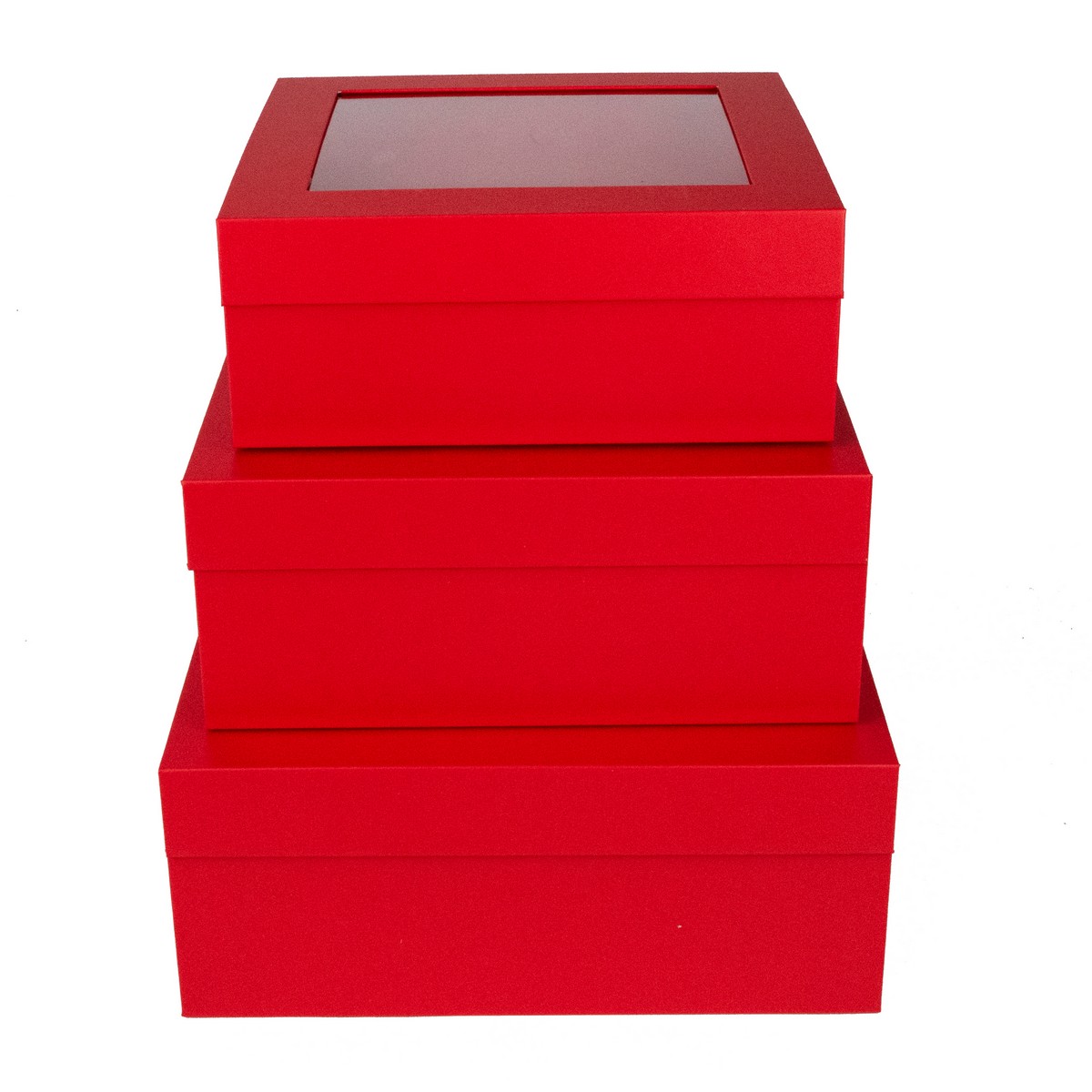 Набор коробок подарочных квадратных 3шт., 26,5х25,5хН11,2см, красный в интернет-магазине флористических аксессуаров Азалия Декор