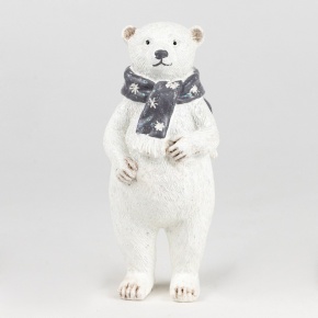 Сувенир Медвежонок с шарфом (полирезин), Н15х6,5х6,5см, белый в интернет-магазине флористических аксессуаров Азалия Декор