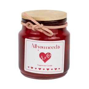 Свеча в банке с крышкой (стекло), H7,5xD6см, красный в интернет-магазине флористических аксессуаров Азалия Декор