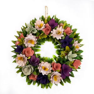 Венок весенний, D35см, зеленый/розовый в интернет-магазине флористических аксессуаров Азалия Декор