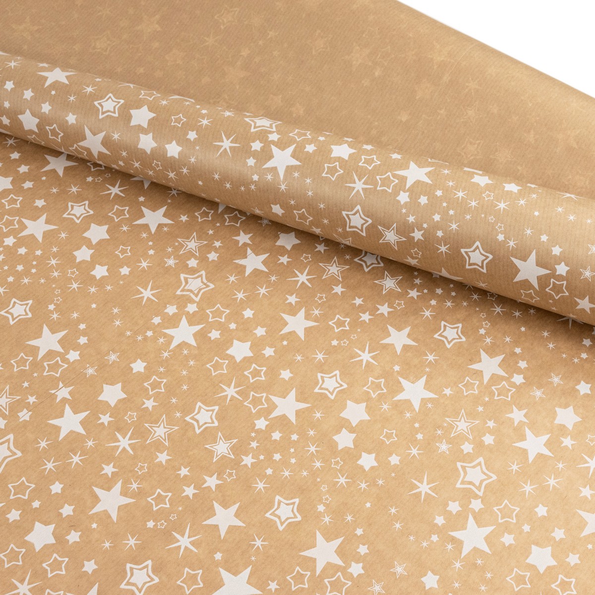 Бумага упаковочная крафт Звезды 40гр, 72 см 10 м, натуральный/белый в интернет-магазине флористических аксессуаров Азалия Декор