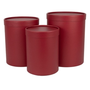 Набор коробок подарочных круглых 3шт., D20,5*H25,5см, красный в интернет-магазине флористических аксессуаров Азалия Декор