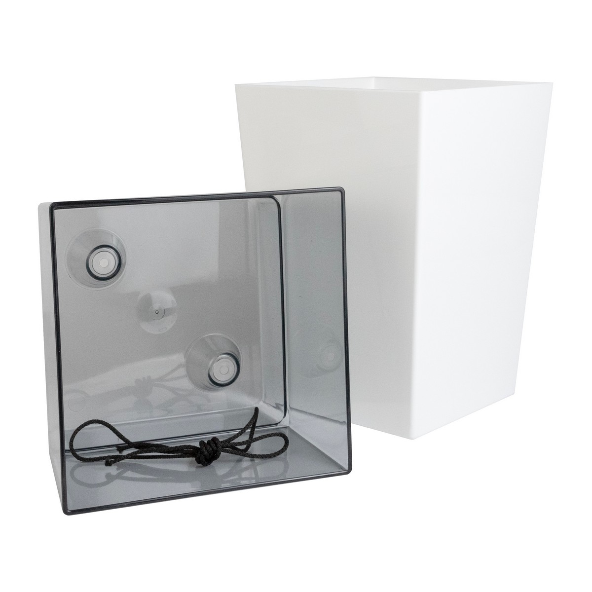 Кашпо Астра со вставкой (пластик), D18xH34см, 3,5л, белый/прозрачный в интернет-магазине флористических аксессуаров Азалия Декор