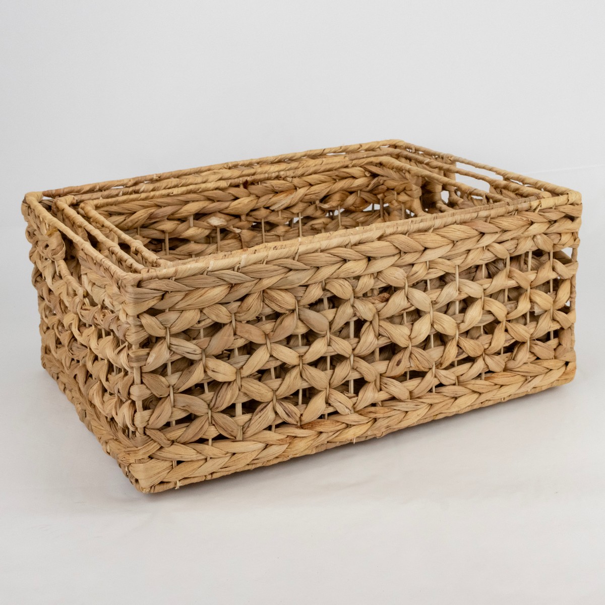 Набор ящиков плетеных 3шт. (растительный материал), 44х33xH19см, натуральный в интернет-магазине флористических аксессуаров Азалия Декор