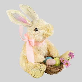 Сувенир Кролик (пенопласт/трава), H17см, белый в интернет-магазине флористических аксессуаров Азалия Декор