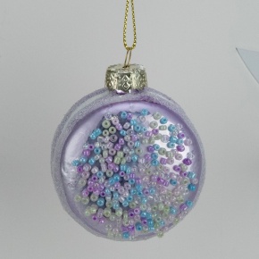 Украшение подвесное Макарон (стекло), 6,5х5,5х4,5см, сиреневый в интернет-магазине флористических аксессуаров Азалия Декор