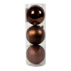 Набор шаров в тубе 3шт. (пластик), D10см, коричневый в интернет-магазине флористических аксессуаров Азалия Декор