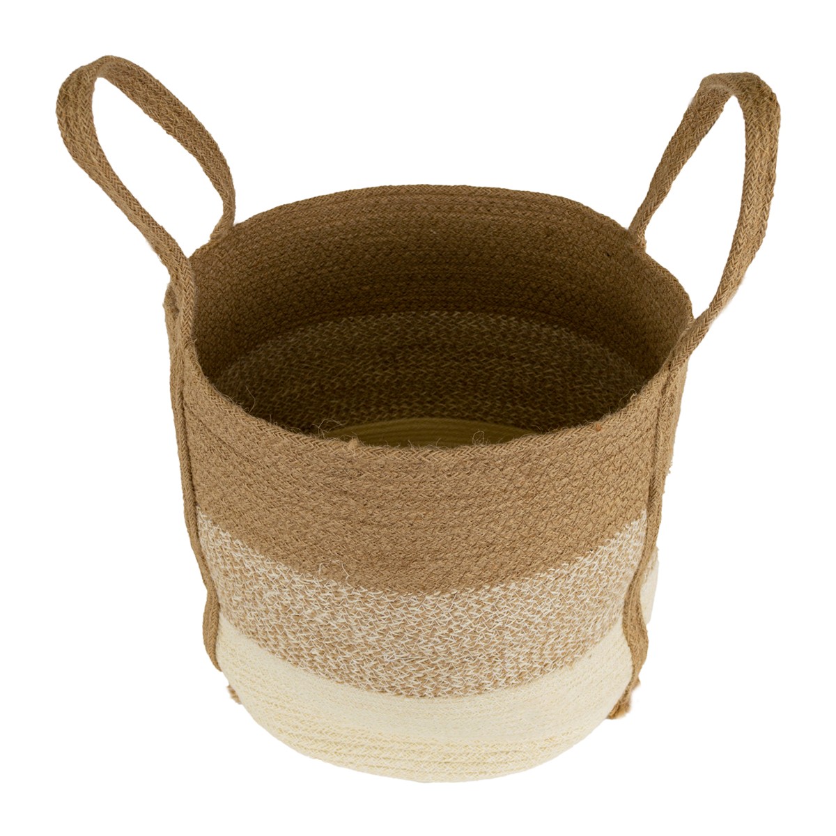 Набор кашпо плетеных 3шт. (джут), D40хH40см, белый/коричневый в интернет-магазине флористических аксессуаров Азалия Декор